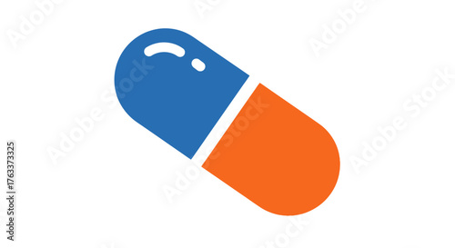 Blue and Orange Pill Capsule Illustration for Medical Use.