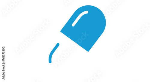 Blue Capsule Pill Icon with Dropping Liquid, Medical Treatment Symbol.
