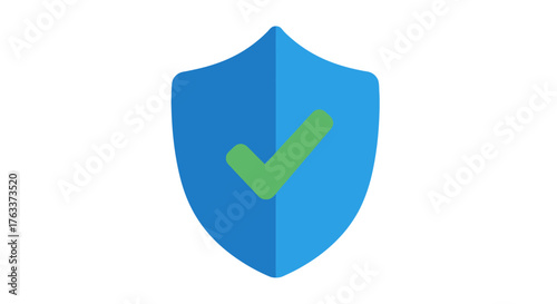 Blue security shield with a green checkmark icon.