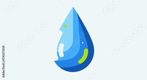 Blue water droplet illustration representing purity and freshness in nature.