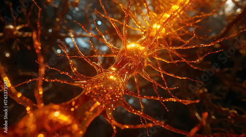 Red neuronal de ámbar y cobre orgánico