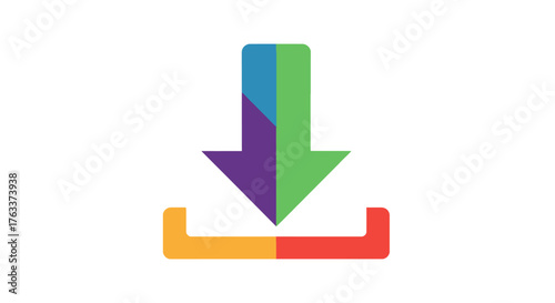 Colorful Download Arrow Icon Representing Data Transfer and Digital Content Acquisition.