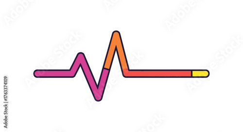 Colorful Heartbeat Line Graph Symbol.