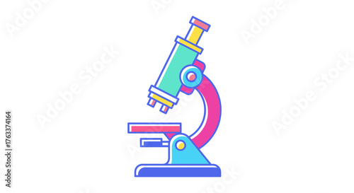 Colorful Microscope Illustration for Scientific Discovery and Education.