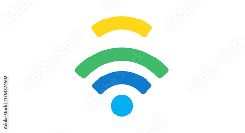 Colorful Wi-Fi signal icon with three vibrant bands.