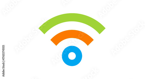 Colorful WiFi Signal Icon with Green, Orange, and Blue.