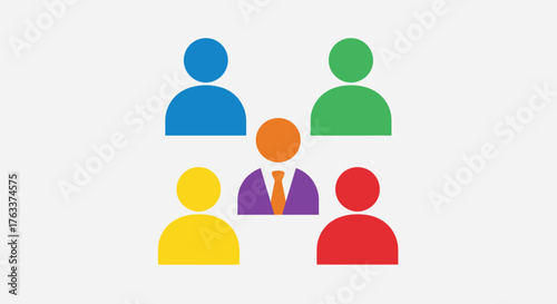 Diverse group of people represented by colorful icons.