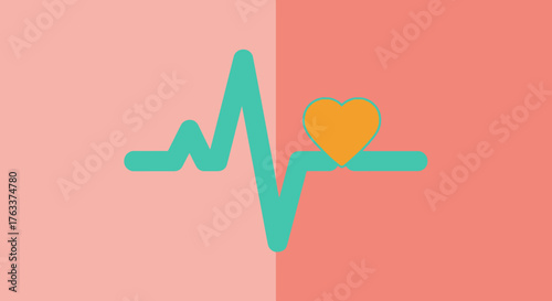 Heartbeat Symbol with Heart Icon for Health and Wellness.