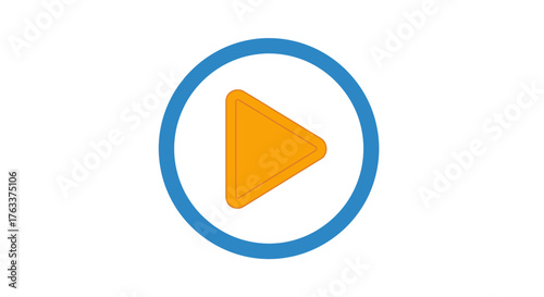 Orange Play Button Icon Inside Blue Circle. Free Download Orange Play Button Icon Inside Blue Circle. - GFXLoad