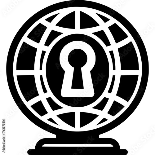 Cybersecurity Sentinel: An icon representing global digital security, featuring a keyhole overlaid on a globe, suggesting protection, safety, and access control.