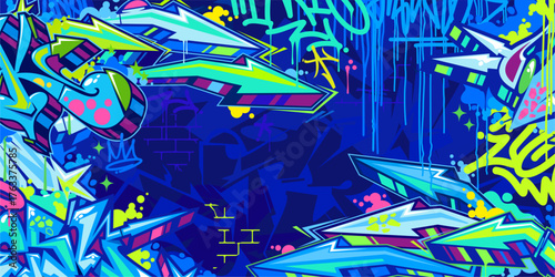 Colorful Abstract Urban Style Hiphop Graffiti Street Art Vector Illustration Background Template