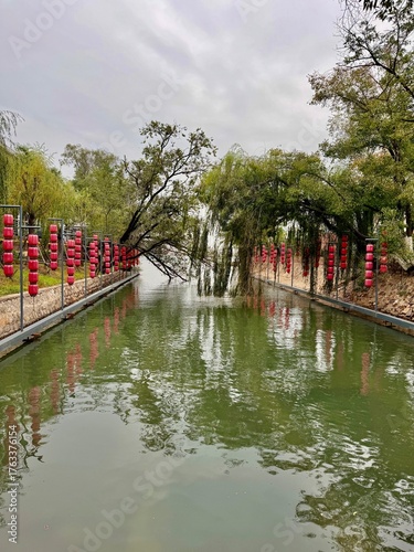 red bridge over the river