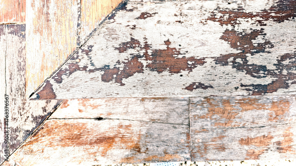 Obraz premium Weathered wood texture with peeling paint and rustic surface