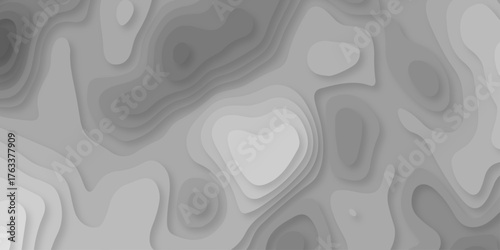 Abstract white paper cut background with lines. Background of the topographic map. White wave paper curved reliefs abstract background. Realistic papercut decoration textured with wavy layers.	