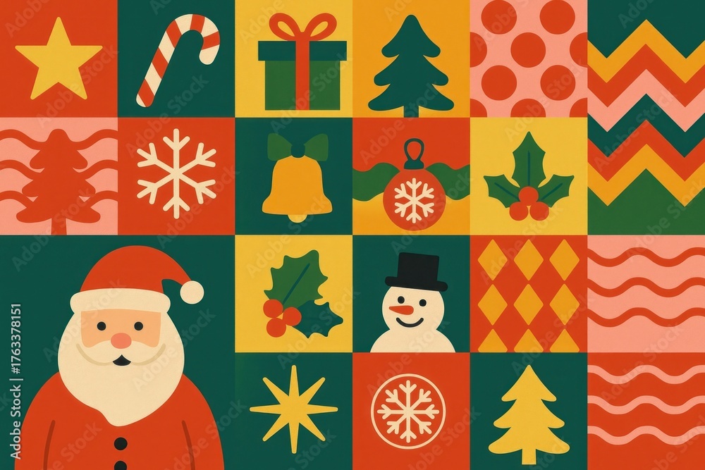 Fototapeta premium Festive holiday patchwork background