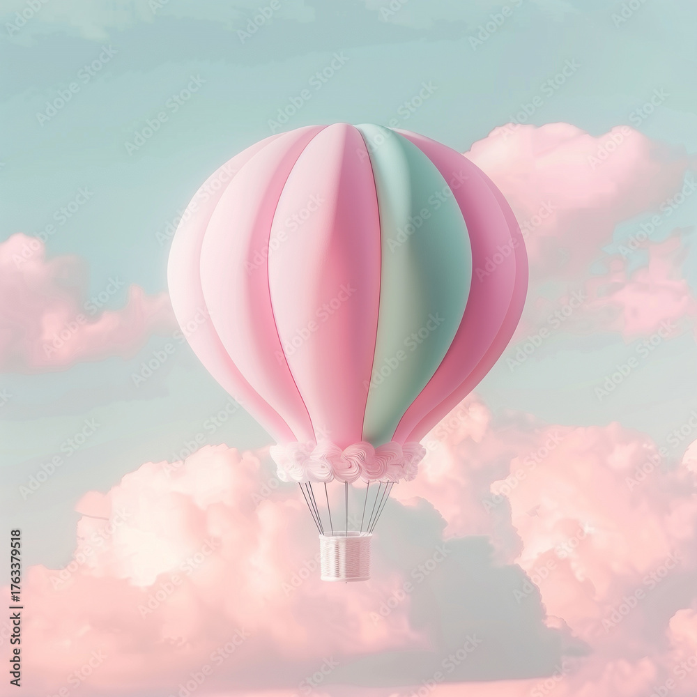 Fototapeta premium Globo aerostático rosa