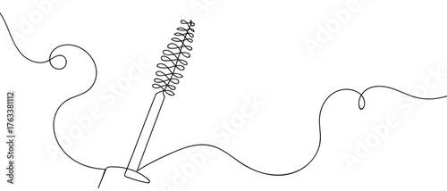 One continuous line design of mascara brush simple linear style Editable stroke. Doodle vector illustration