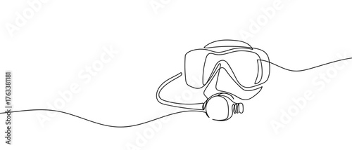 One continuous line design of the diving mask simple linear style Editable stroke. Doodle vector illustration
