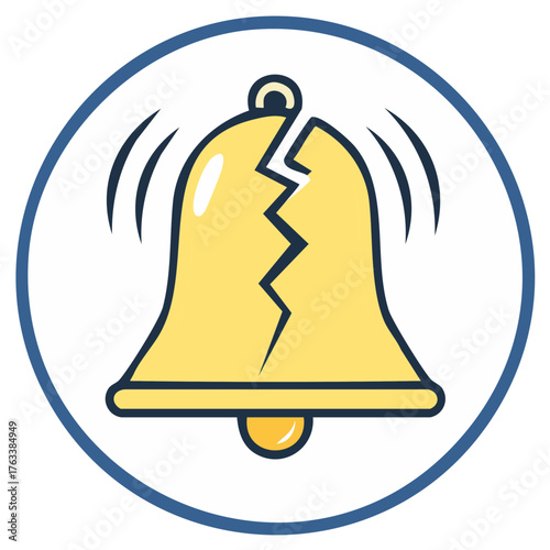 Broken ringing bell icon symbolizing a silent alarm or malfunction