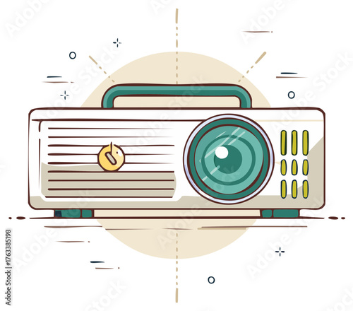 Digital Projector Vector Illustration for Business Presentations Home Entertainment and Technology
