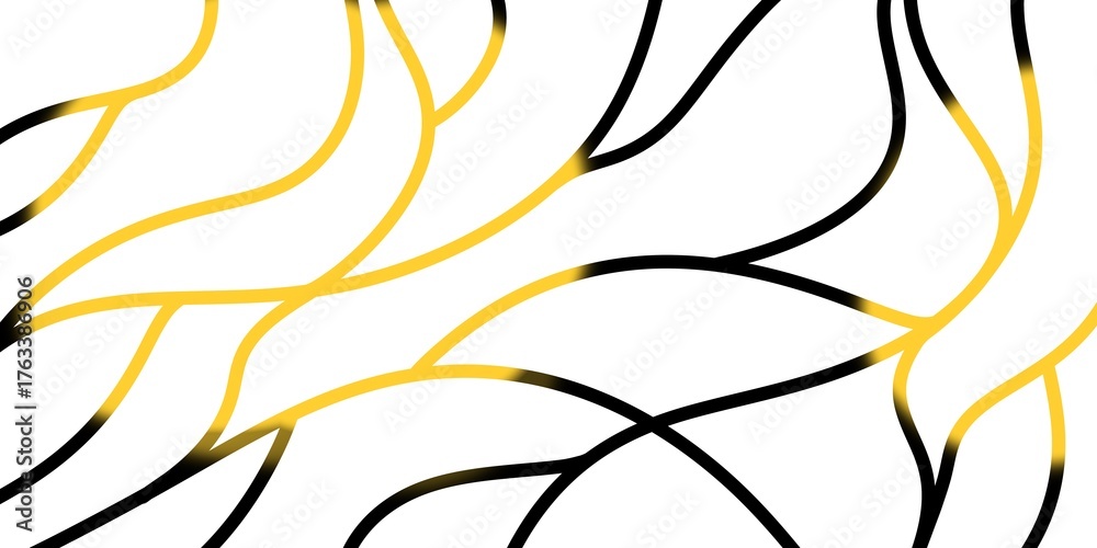 Obraz premium Yellow-gold lines on a white background, smooth shapes. Light abstract background with waves in warm tones, modern minimalism.