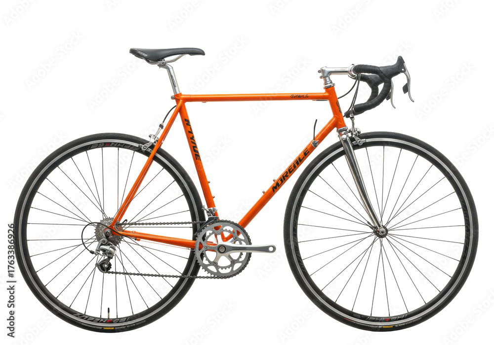 Obraz premium Isolated orange road bicycle, vintage racing style, perfect for urban cycling advertisement
