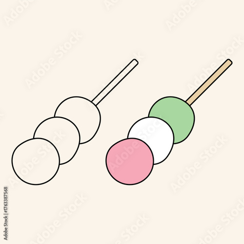 Dango. Traditional Japanese food. Vector illustration.