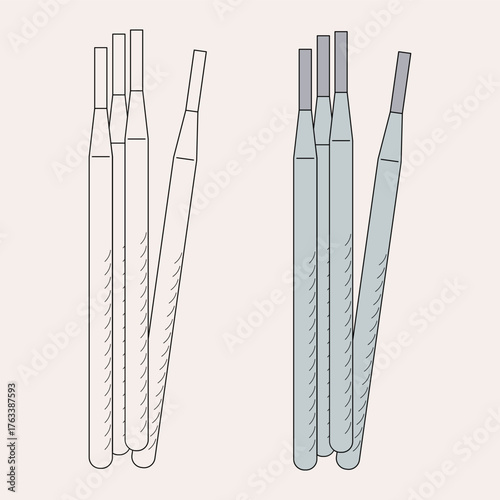 Welding rod. Welding equipment. Professional work. Vector illustration.