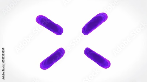 Abstract purple blob sphere pulsing and moving on white background. Dynamic organic shape for science and technology concept footage.