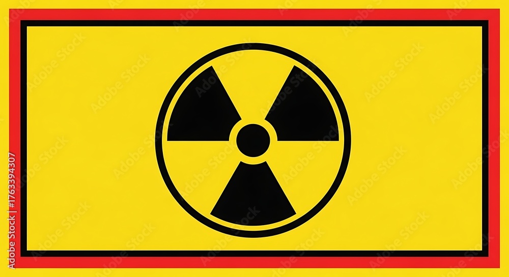 Obraz premium Radiation hazard warning symbol sign radioactive danger safety caution alert nuclear energy risk area zone