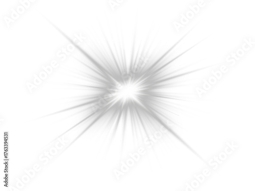 Bright gray PNG star with glowing sparkles and radiant highlights. Luminous effects create dynamic and festive visuals. Transparent shining sun with bright flashes enhances elegance and magic.