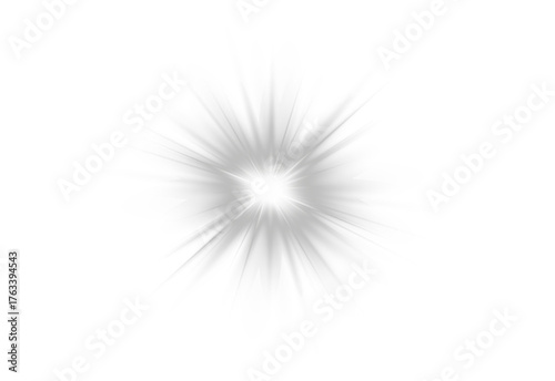 Bright gray PNG star with radiant sparkles and glowing highlights. Luminous beams create dynamic and festive visuals. Transparent shining sun with bright flashes enhances elegance and magic.