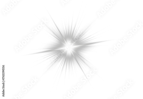 Bright gray PNG star with glowing sparkles and radiant highlights. Luminous beams create dynamic and festive visuals. Transparent shining sun with bright flashes enhances elegance and magic.