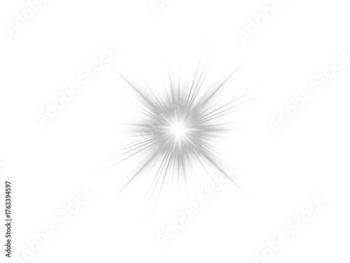 Radiant gray PNG star with sparkling light and glowing highlights. Bright sparkles create festive and magical visuals. Transparent shining sun with bright flashes adds charm and energy.