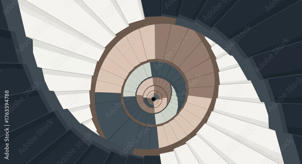 Fototapeta premium Abstract Spiral Staircase with Neutral Tones.