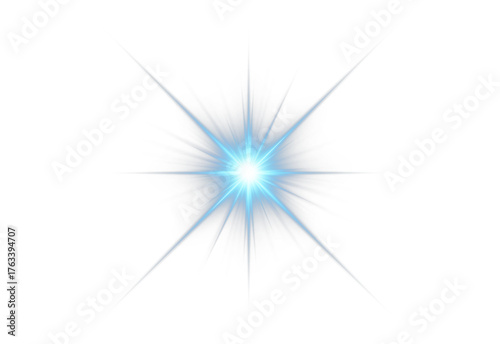 Radiant blue PNG star with sparkling light and glowing highlights. Bright sparkles create festive and magical visuals. Transparent shining sun with bright flashes adds charm and energy.