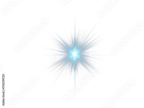 Radiant blue PNG star with sparkling light and glowing highlights. Bright sparkles create festive and magical visuals. Transparent shining sun with bright flashes adds charm and energy.