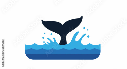 Graphic icon of a whale fluke in the ocean waves.