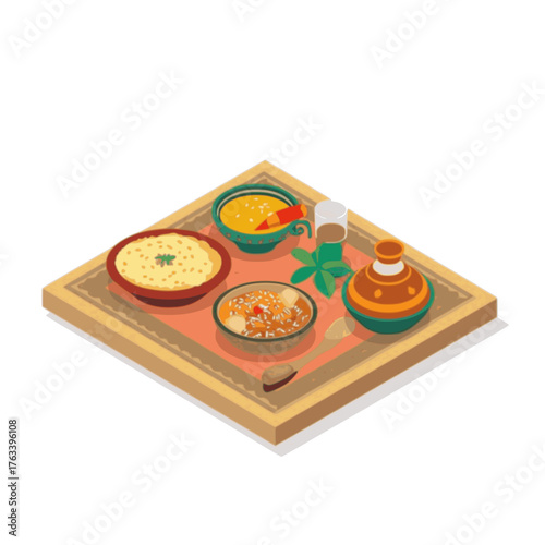 Moroccan Food Isometric Vector