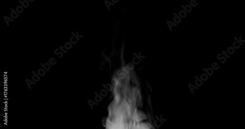 Trickle of Steam Slowly Rising from the Cup. White steam rises light, graceful twists on a black background. Slow motion. Footage is perfect for the layer with different blending modes.