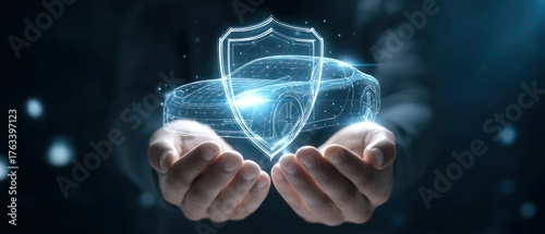 Car protection concept with shield over hands