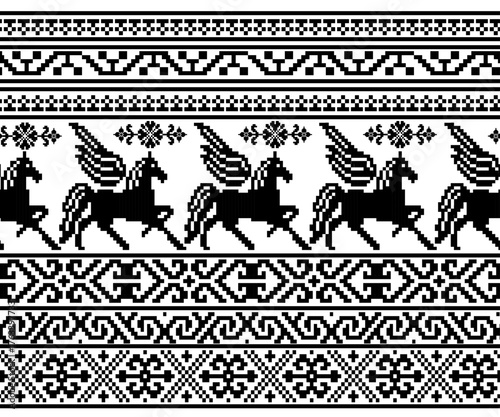 Wallpaper Mural Animal pattern in geometric shapes in black and white tones, seamless horizontally. Torontodigital.ca