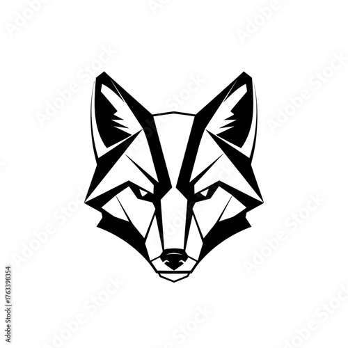 Geometric Fox Head Logo Design in Black and White.