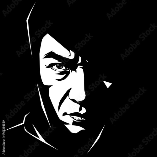 Intense Black and White Portrait of a Man.