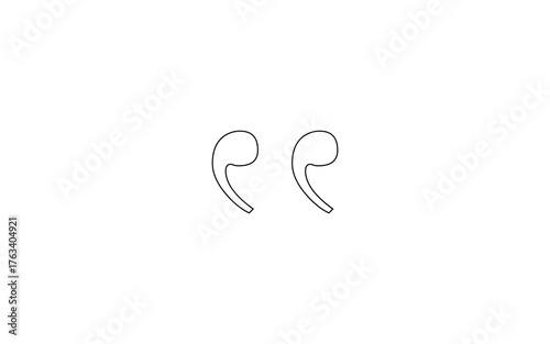 Hand Drawn left side single opening quotation marks in outline illutration