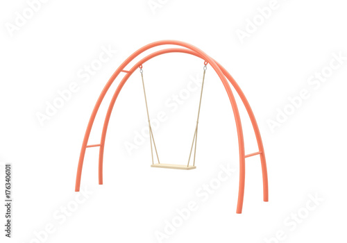 Isolated backyard swing set for kids at playground or park in salmon color design