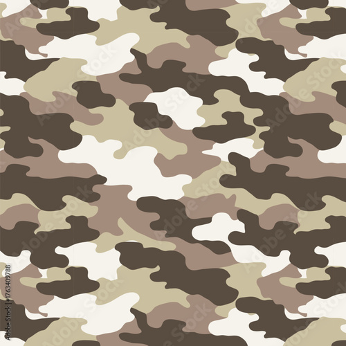 Camouflage Seamless Pattern. Sand Color. 4th of July, USA Independence day, Americana Backdrop. Vector Template For Fabric, Textile, Wallpaper, Wrapping Paper