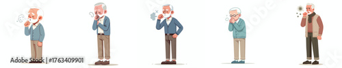 vector of a grandfather coughing