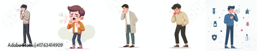 vector of a man coughing