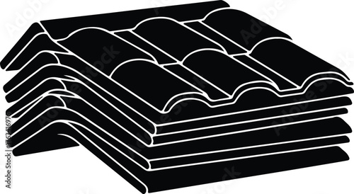 Vector Stack of roofing tiles construction material roof covering silhouette Illustrator